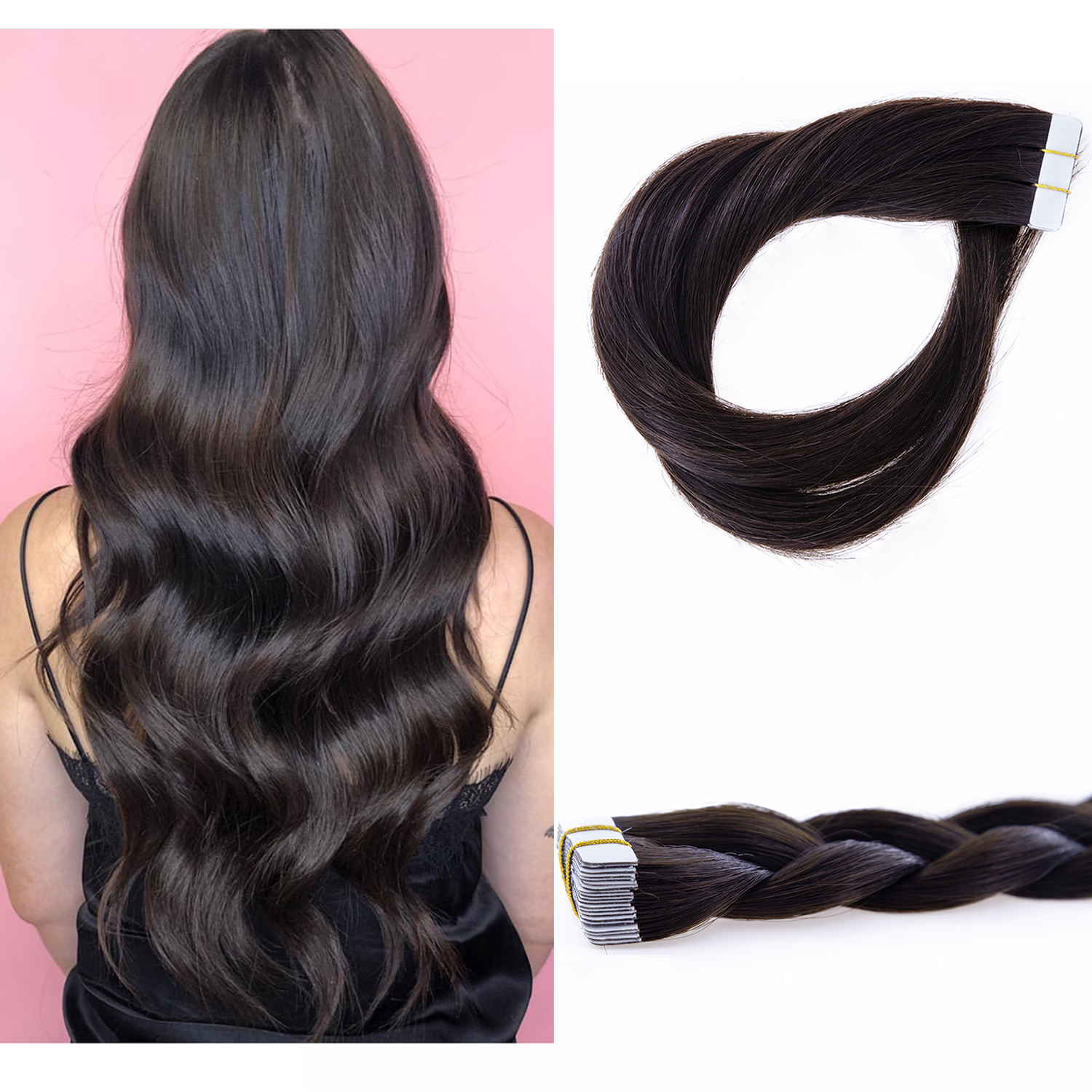 #2 color tape in hair extensions